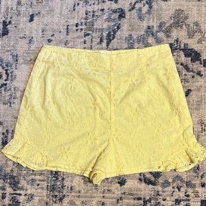 Miss Selfridge Yellow High Waist Shorts